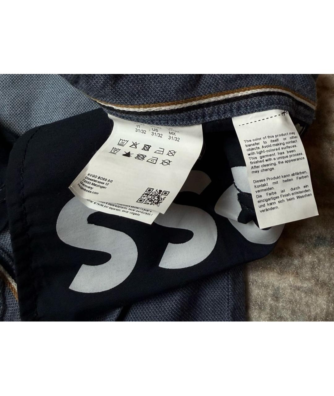 HUGO BOSS Синие хлопко-эластановые повседневные брюки, фото 7