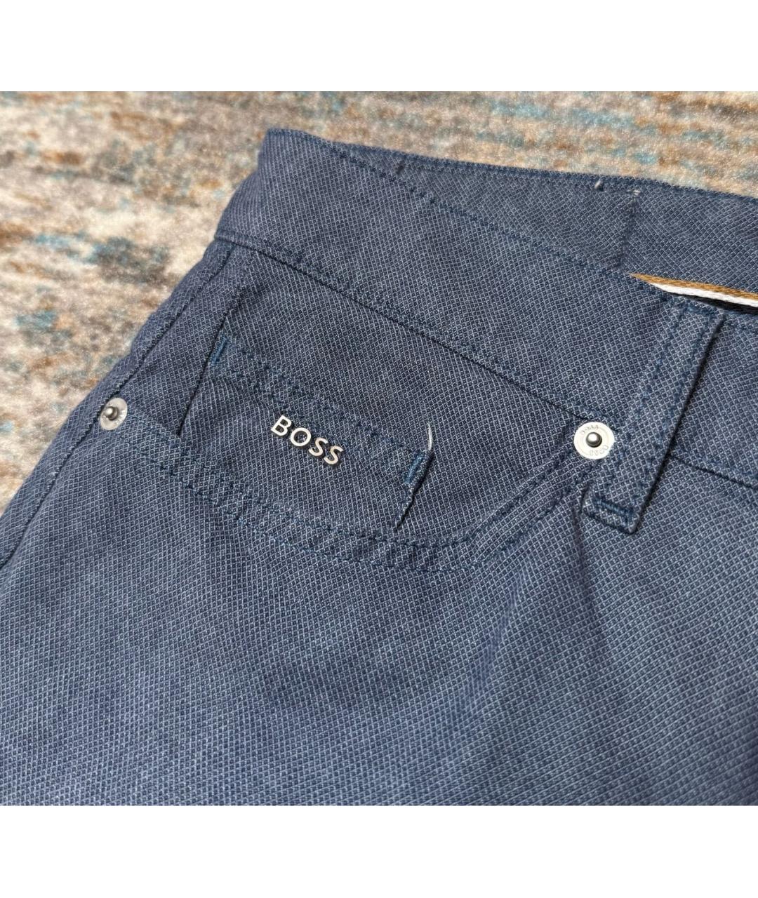 HUGO BOSS Синие хлопко-эластановые повседневные брюки, фото 5