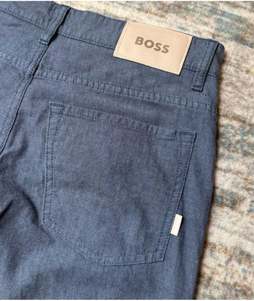 HUGO BOSS Синие хлопко-эластановые повседневные брюки, фото 4