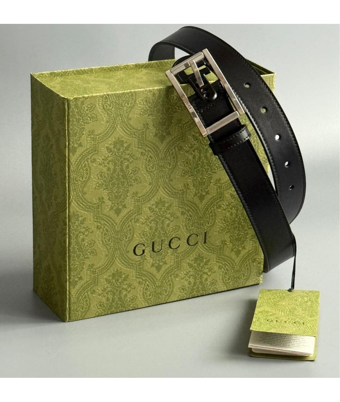 GUCCI Черный кожаный ремень, фото 2
