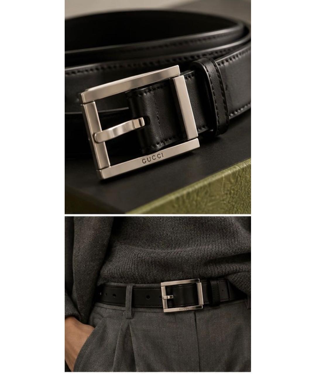 GUCCI Черный кожаный ремень, фото 5