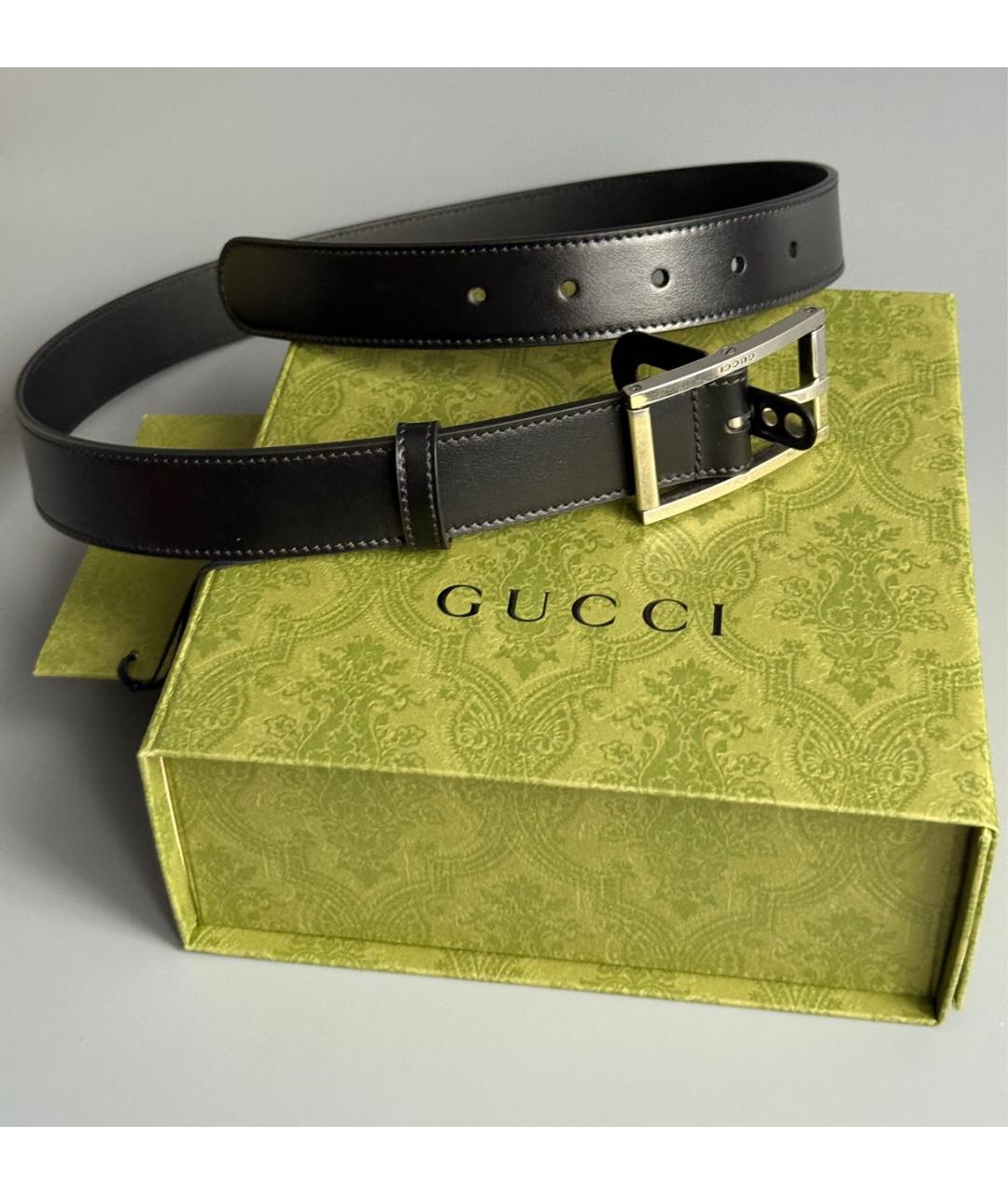 GUCCI Черный кожаный ремень, фото 3