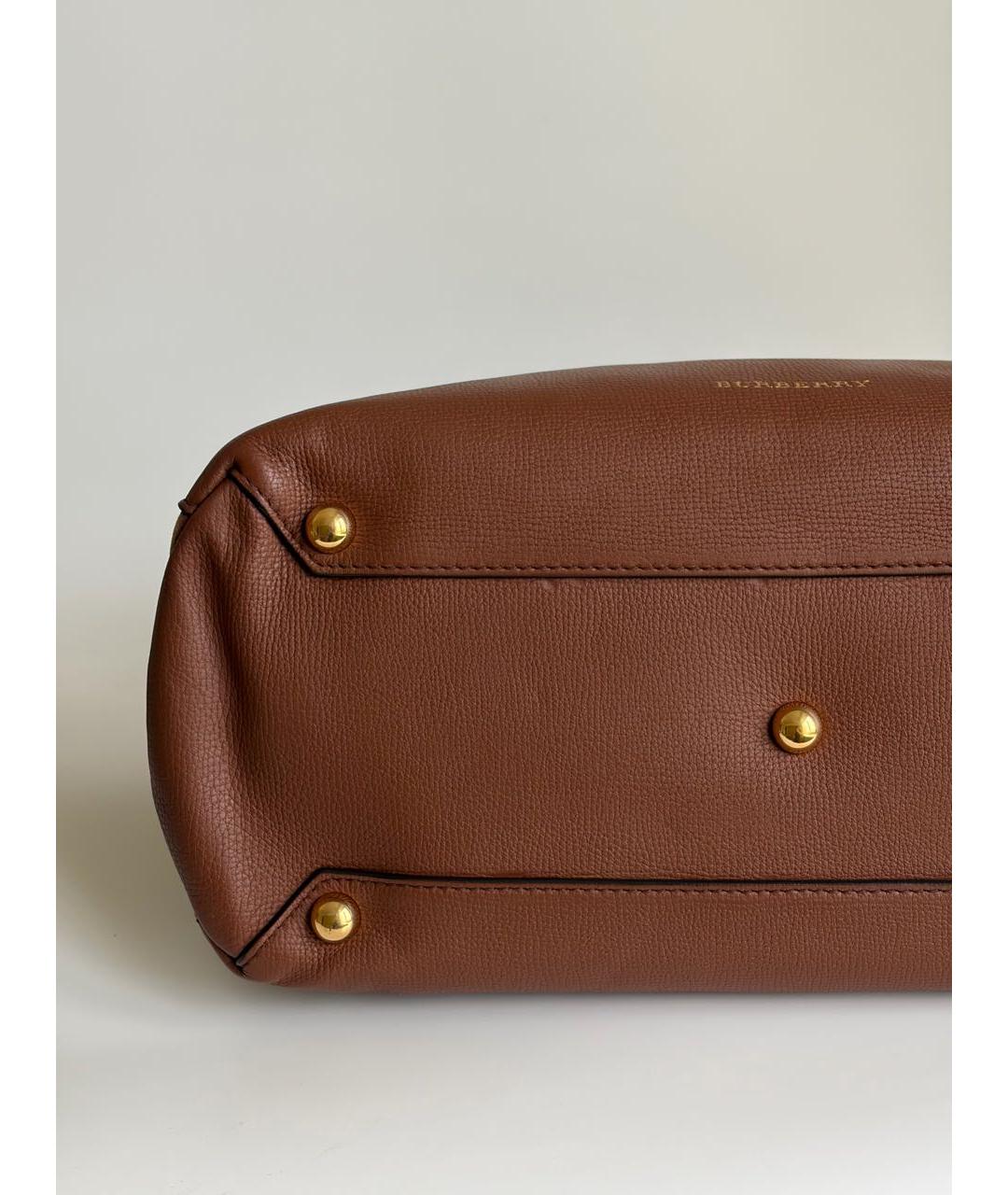 BURBERRY Коричневая кожаная сумка с короткими ручками, фото 6