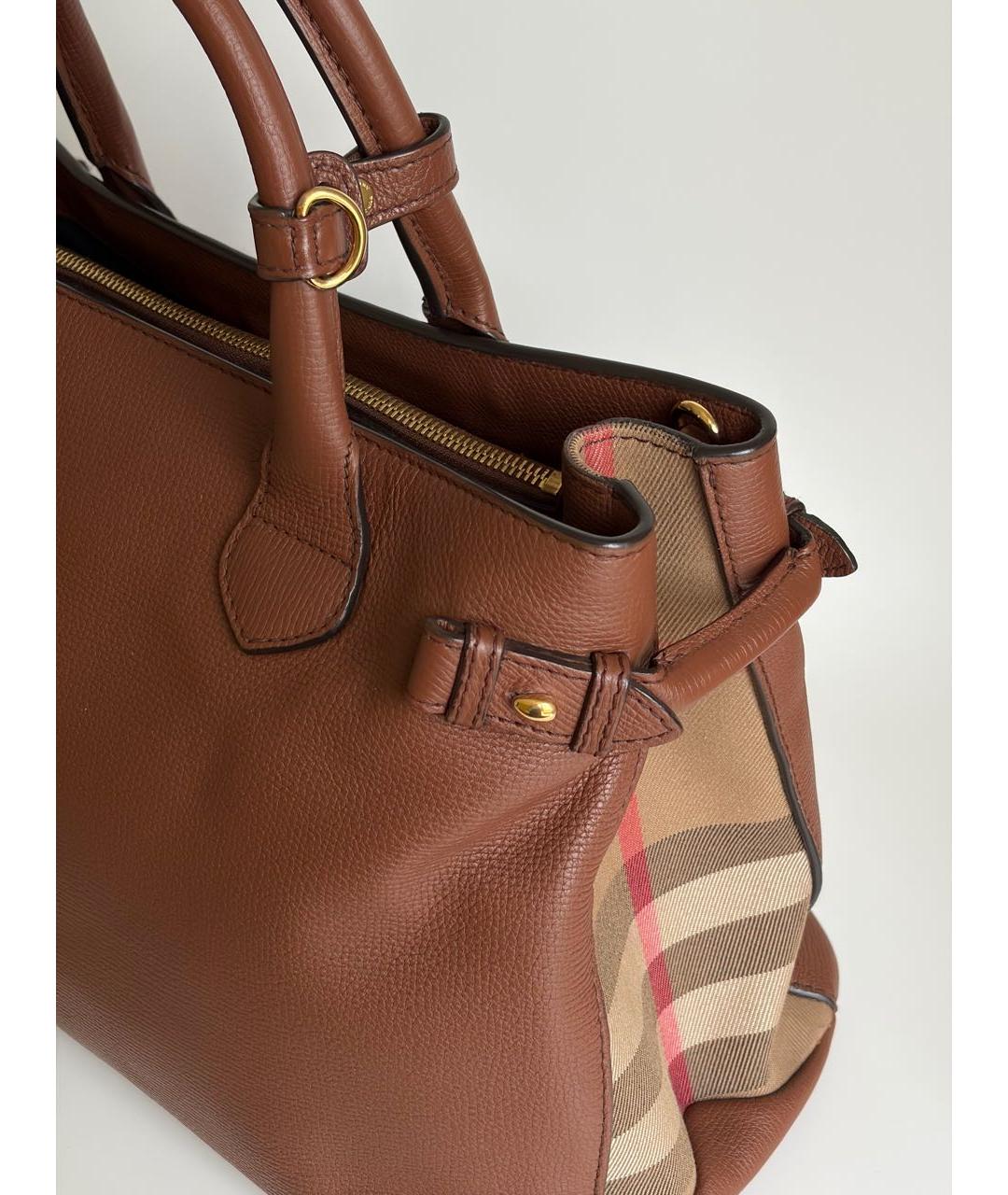 BURBERRY Коричневая кожаная сумка с короткими ручками, фото 5