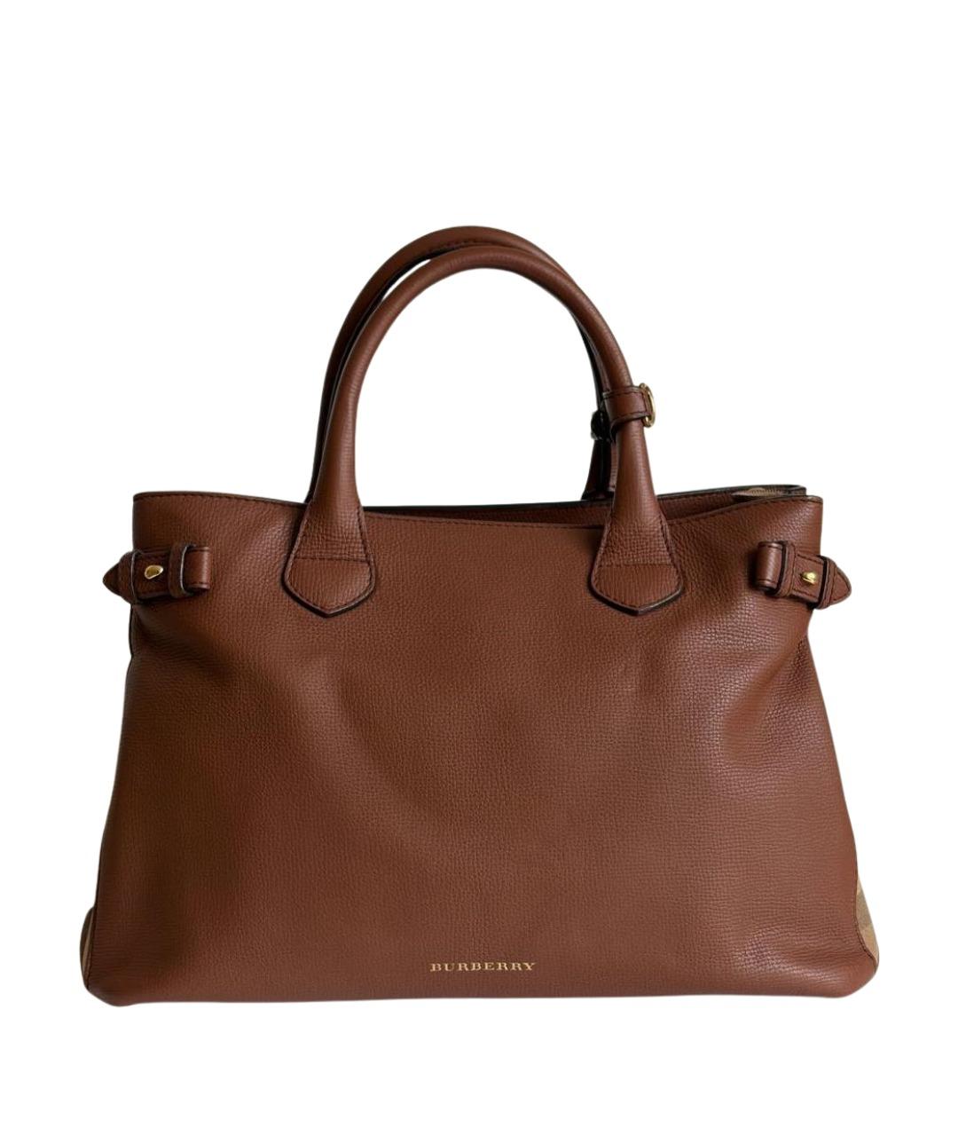 BURBERRY Коричневая кожаная сумка с короткими ручками, фото 1