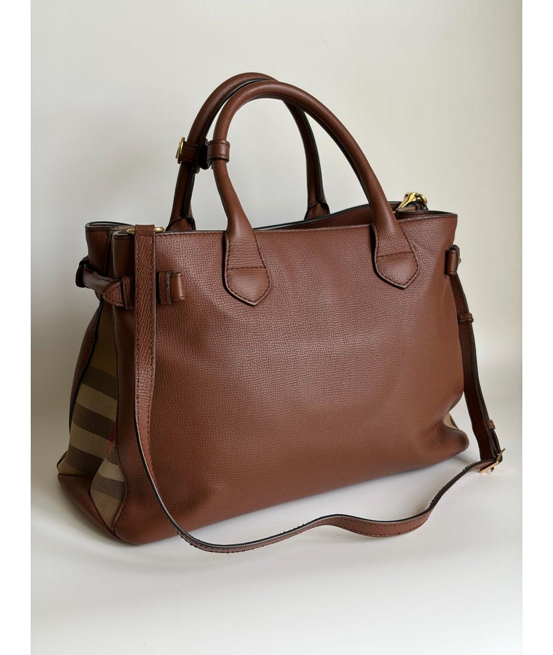 BURBERRY Коричневая кожаная сумка с короткими ручками, фото 3