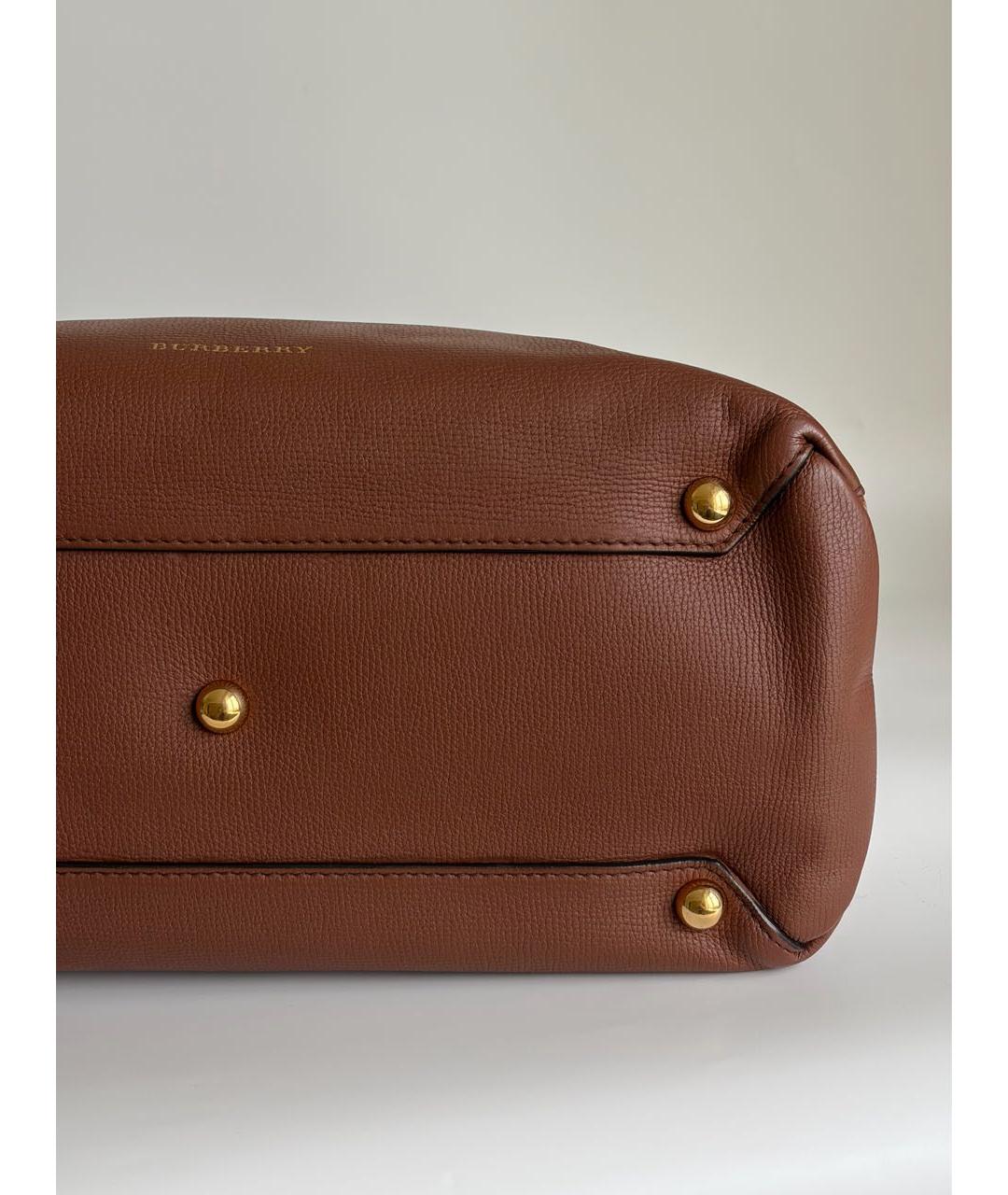 BURBERRY Коричневая кожаная сумка с короткими ручками, фото 7