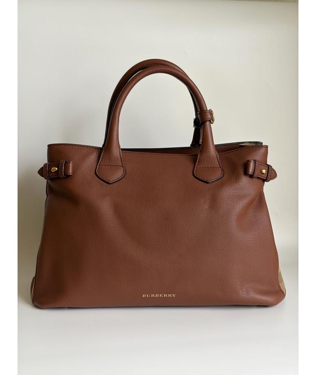BURBERRY Коричневая кожаная сумка с короткими ручками, фото 9