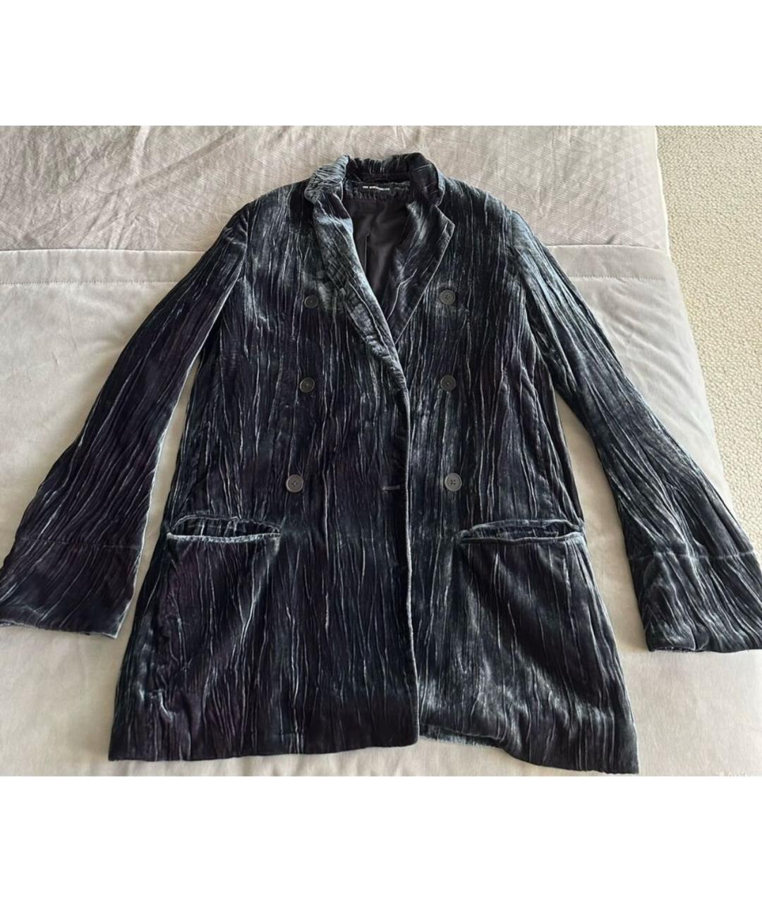 ANN DEMEULEMEESTER Бирюзовый бархатный жакет/пиджак, фото 5