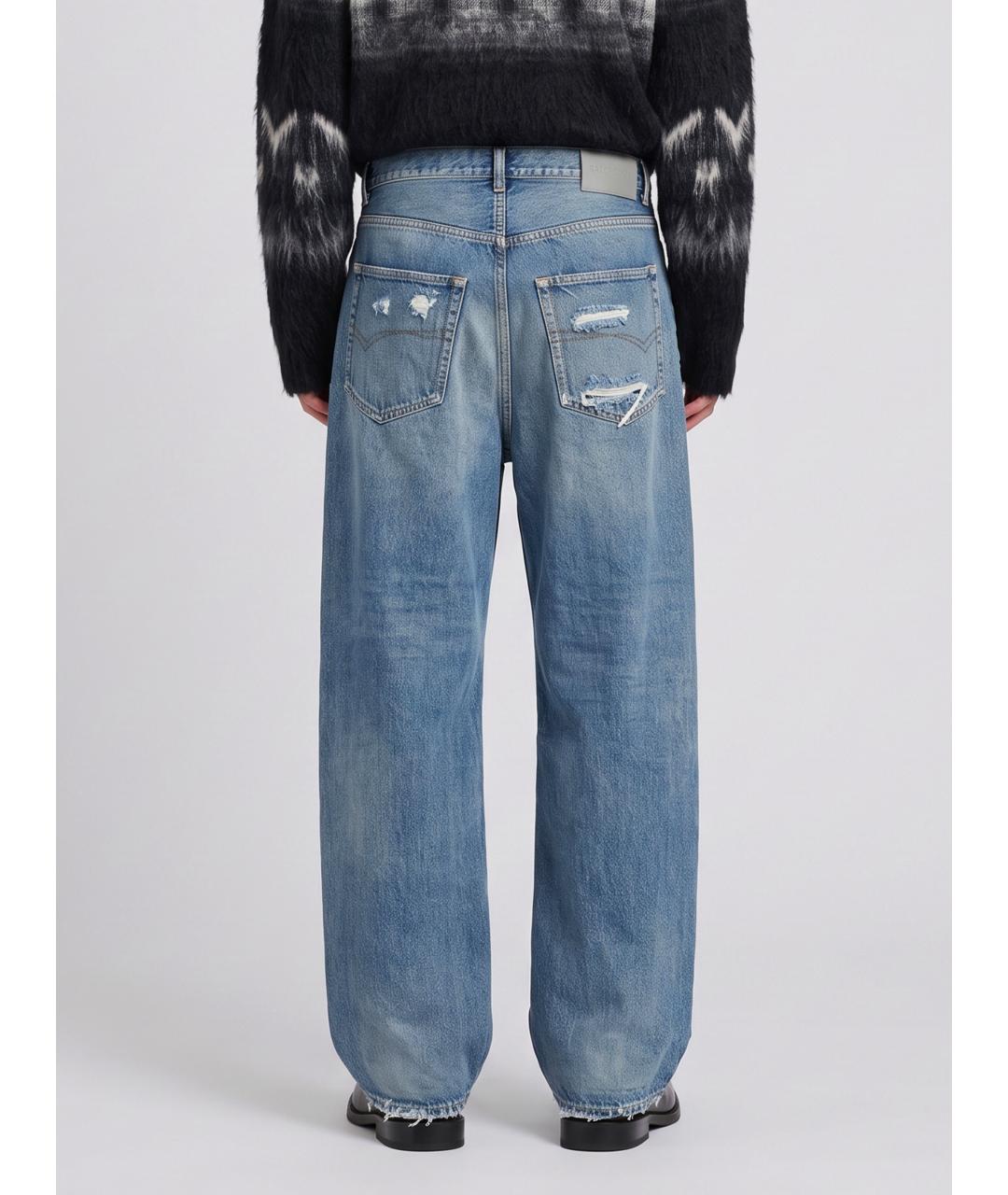 BALENCIAGA Голубые хлопковые прямые джинсы, фото 4