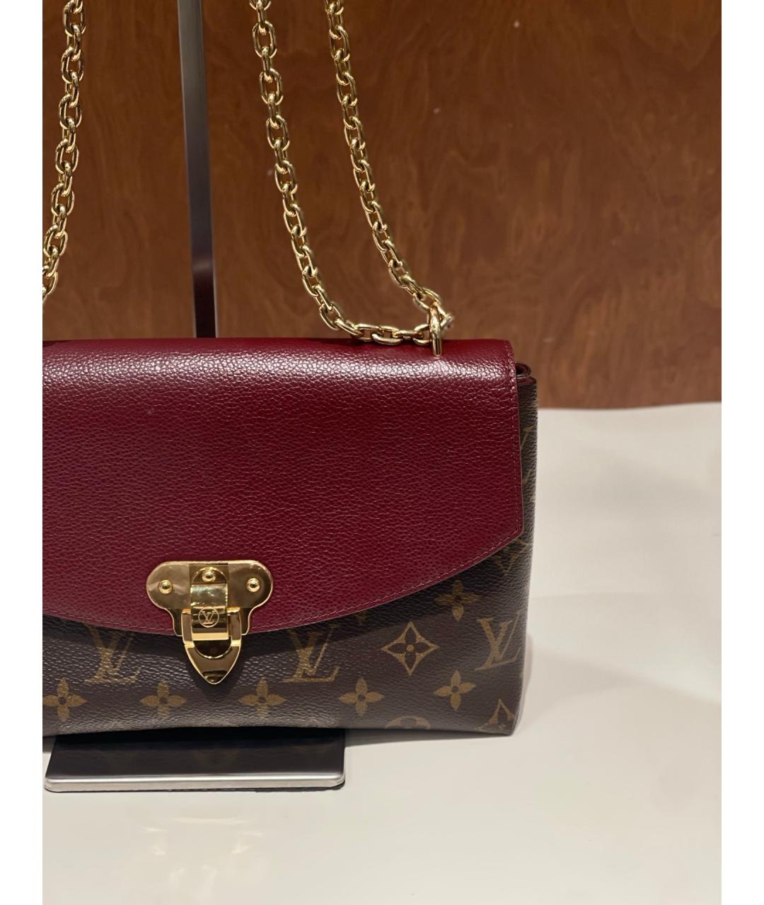 LOUIS VUITTON Бордовая кожаная сумка через плечо, фото 3