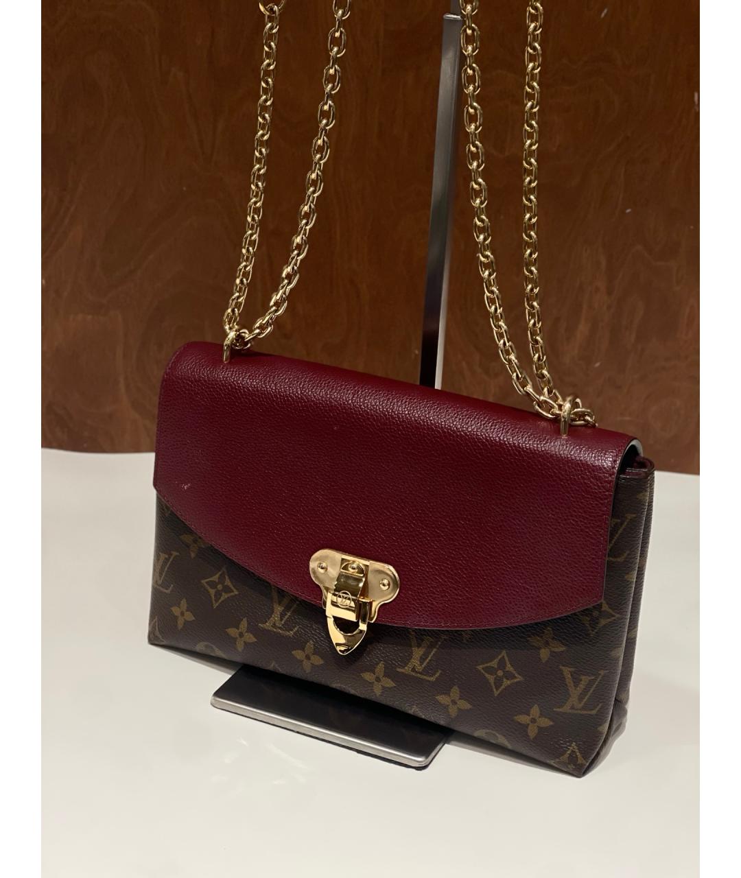 LOUIS VUITTON Бордовая кожаная сумка через плечо, фото 7