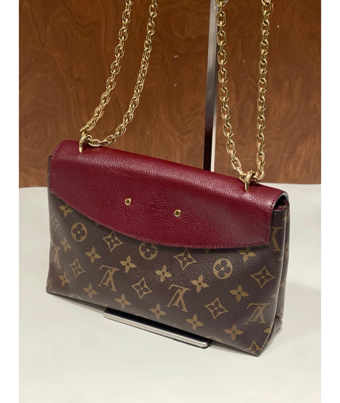 LOUIS VUITTON Бордовая кожаная сумка через плечо, фото 4