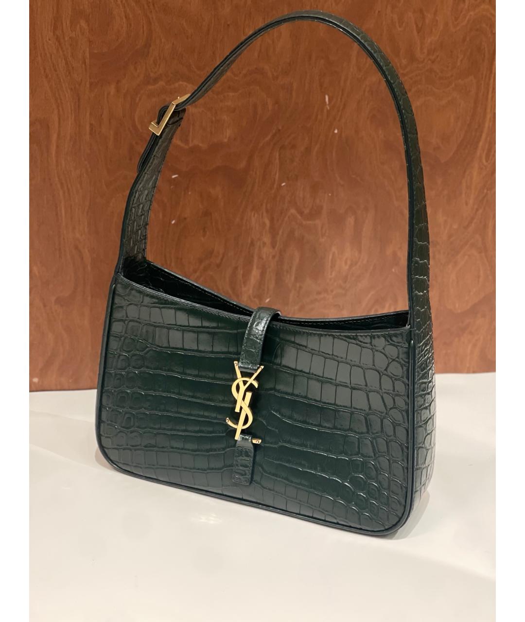 SAINT LAURENT Зеленая сумка тоут из кожи аллигатора, фото 7