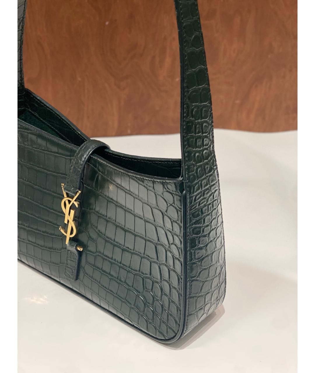 SAINT LAURENT Зеленая сумка тоут из кожи аллигатора, фото 4