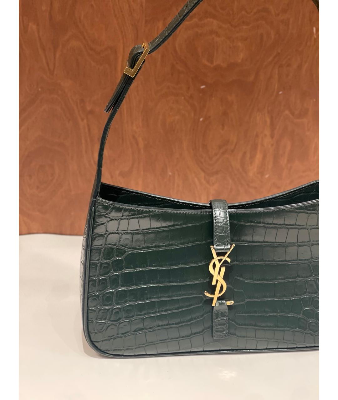 SAINT LAURENT Зеленая сумка тоут из кожи аллигатора, фото 3