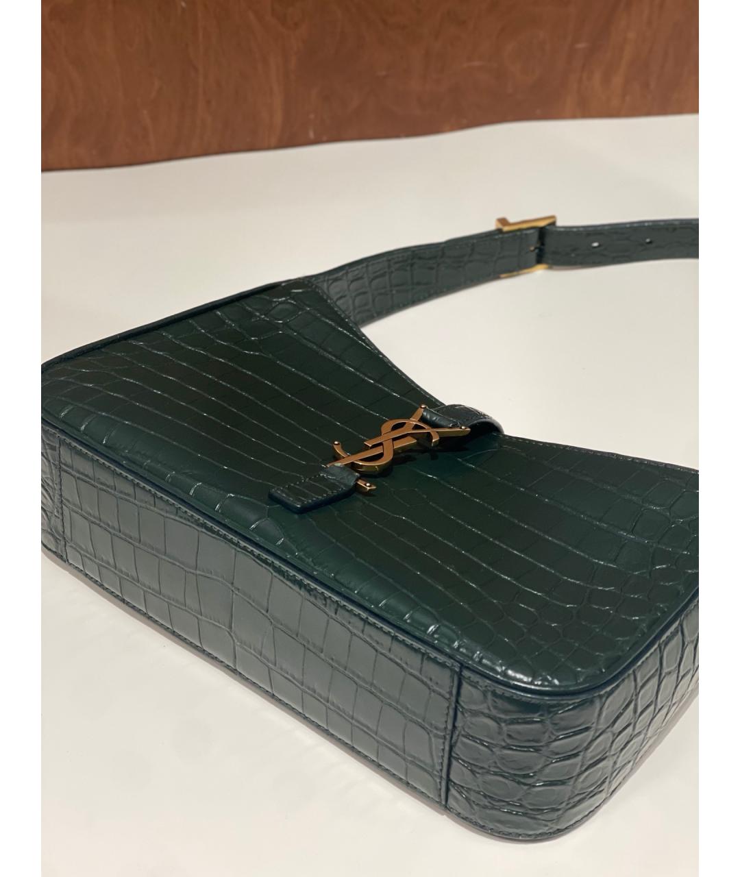 SAINT LAURENT Зеленая сумка тоут из кожи аллигатора, фото 5