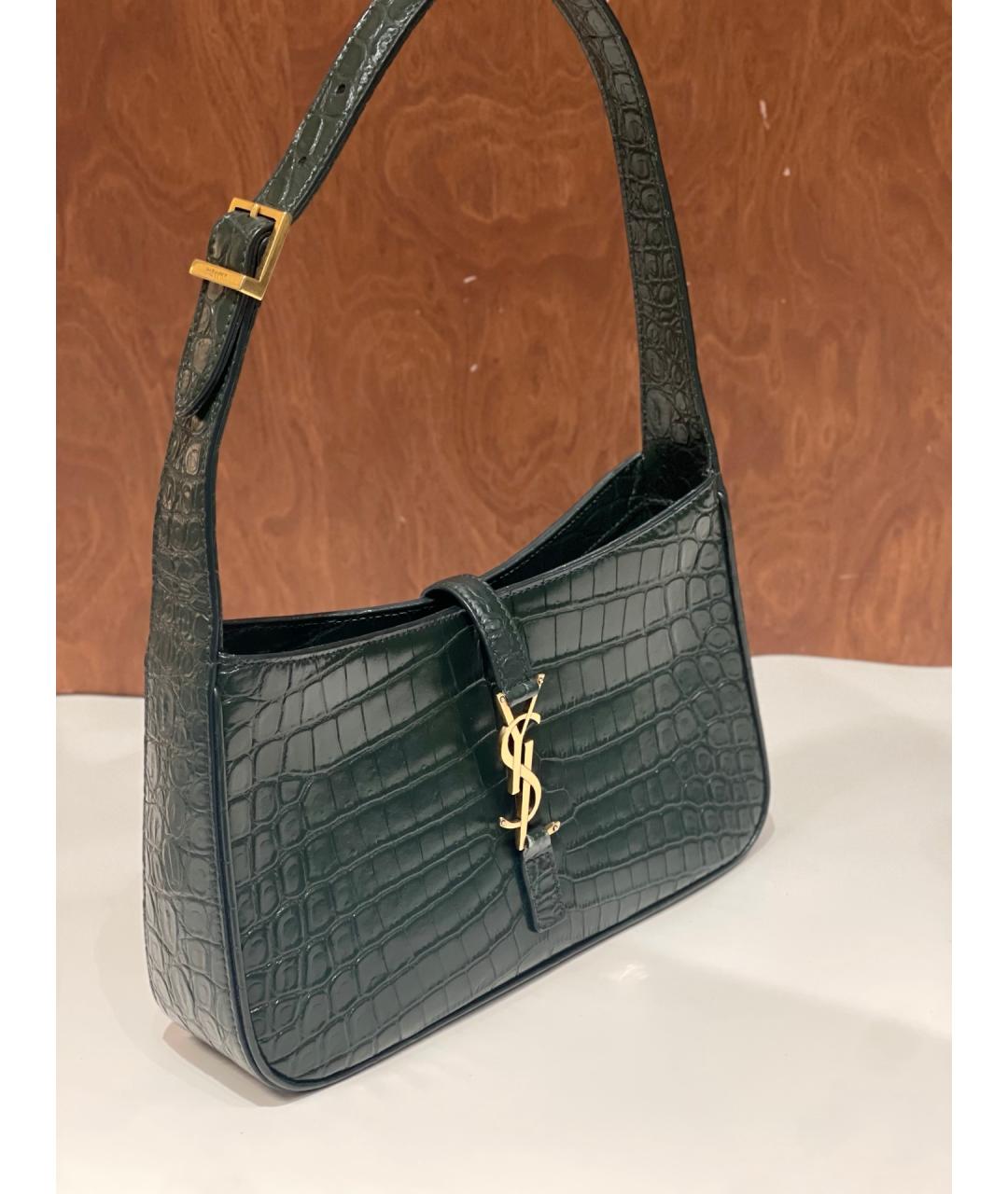 SAINT LAURENT Зеленая сумка тоут из кожи аллигатора, фото 2