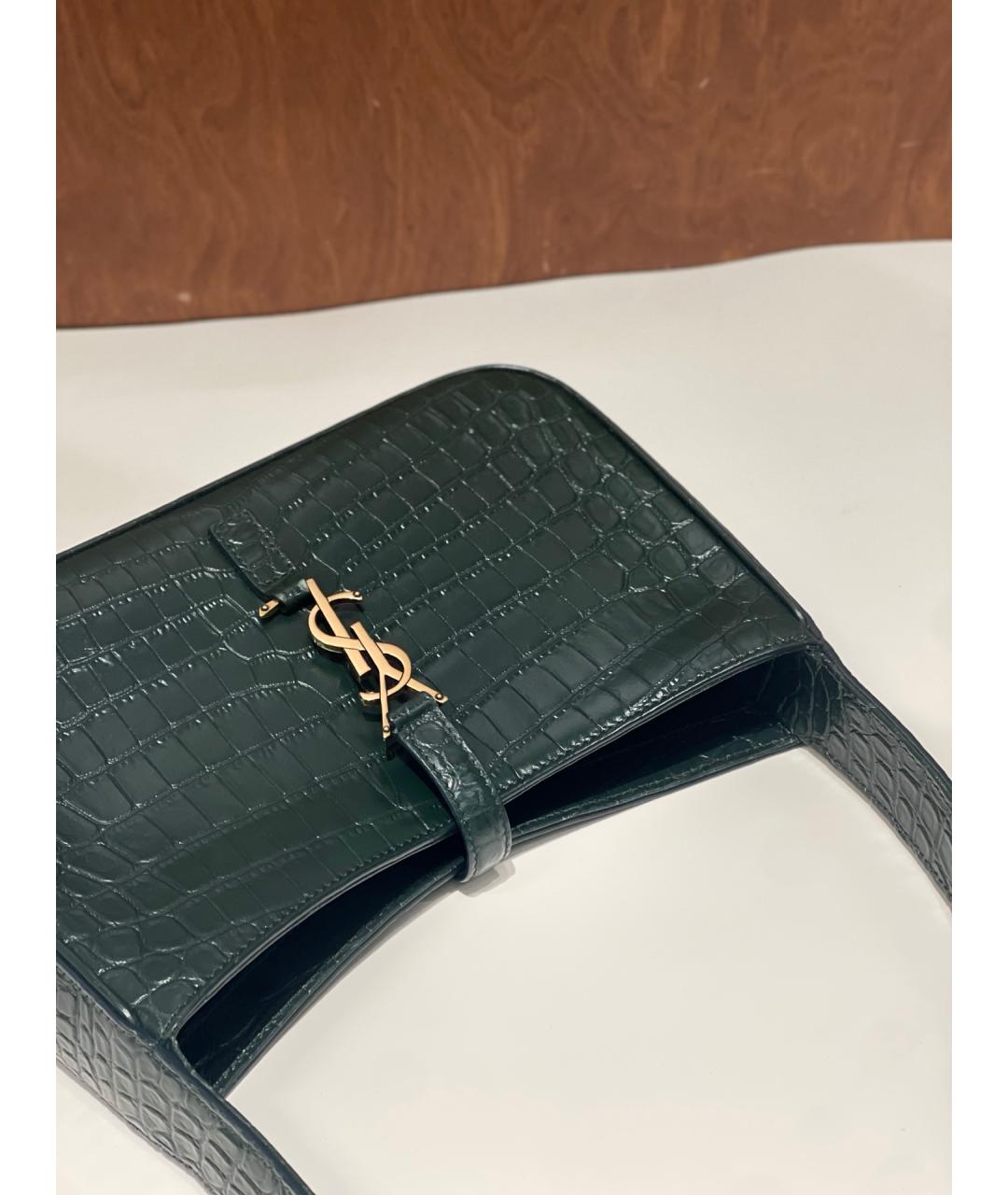 SAINT LAURENT Зеленая сумка тоут из кожи аллигатора, фото 6