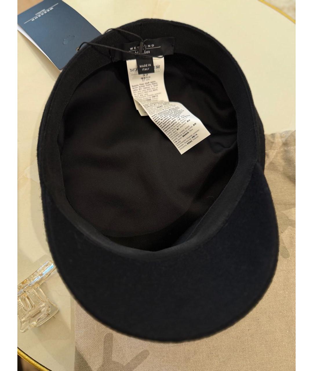 WEEKEND MAX MARA Черная шерстяная кепка, фото 4