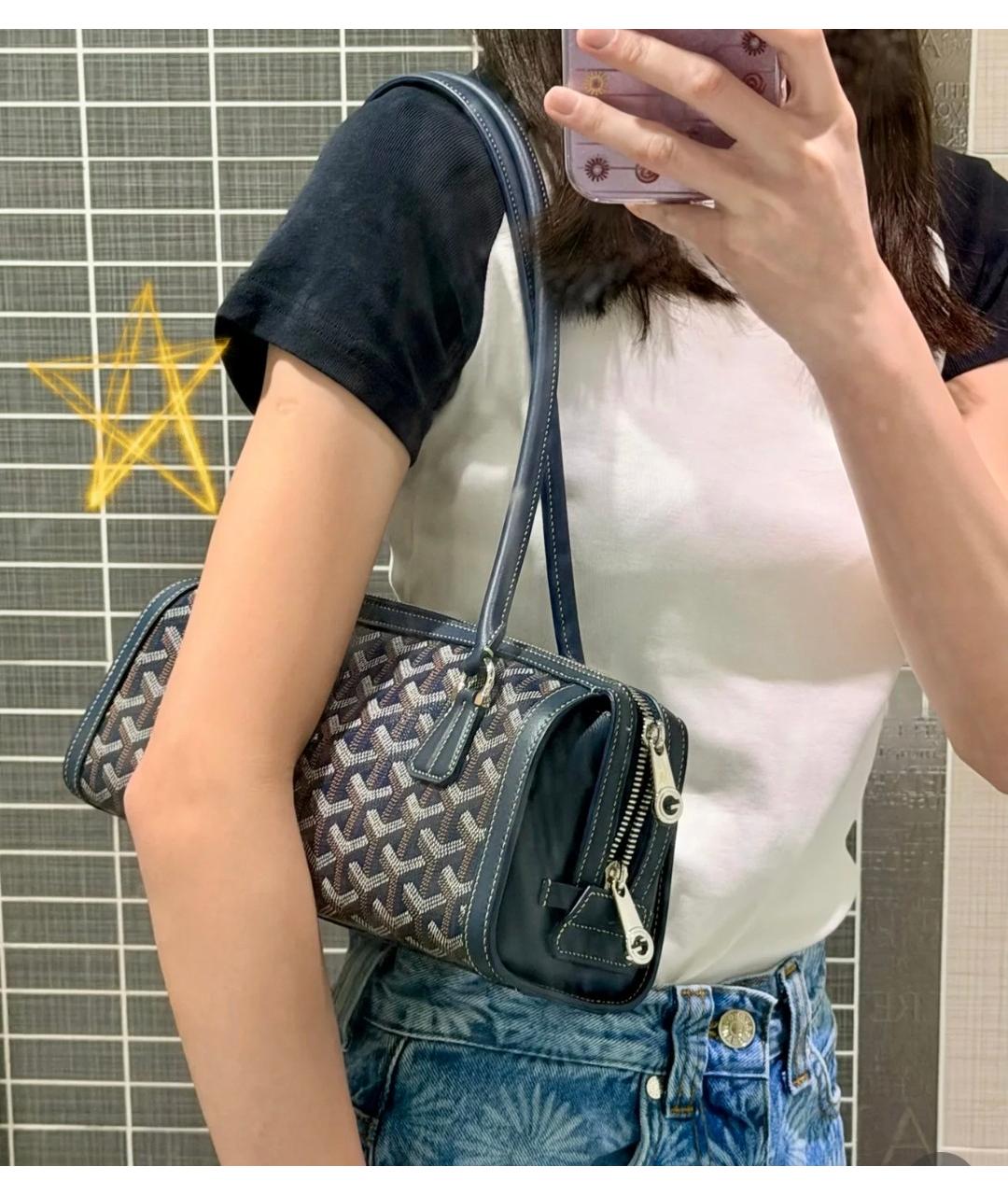 GOYARD Синяя сумка с короткими ручками из искусственной кожи, фото 6