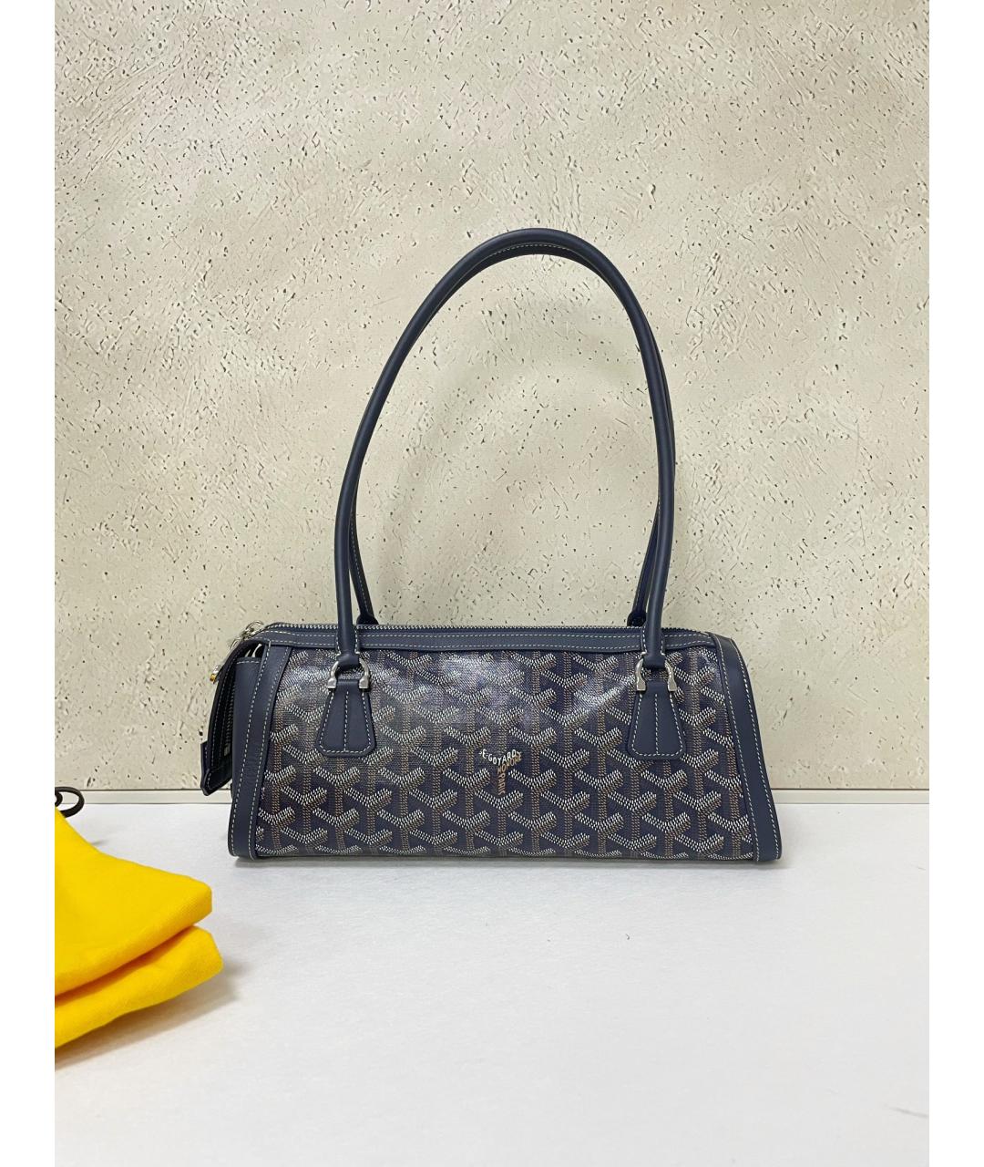 GOYARD Синяя сумка с короткими ручками из искусственной кожи, фото 7