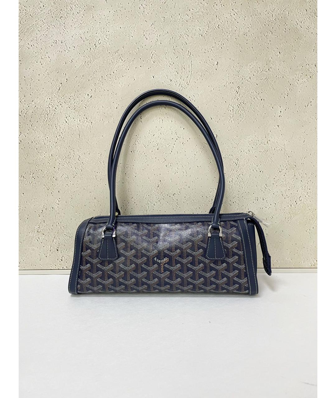 GOYARD Синяя сумка с короткими ручками из искусственной кожи, фото 2