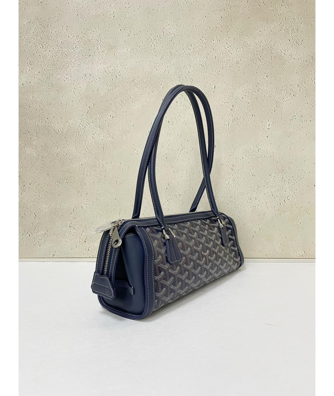 GOYARD Синяя сумка с короткими ручками из искусственной кожи, фото 3