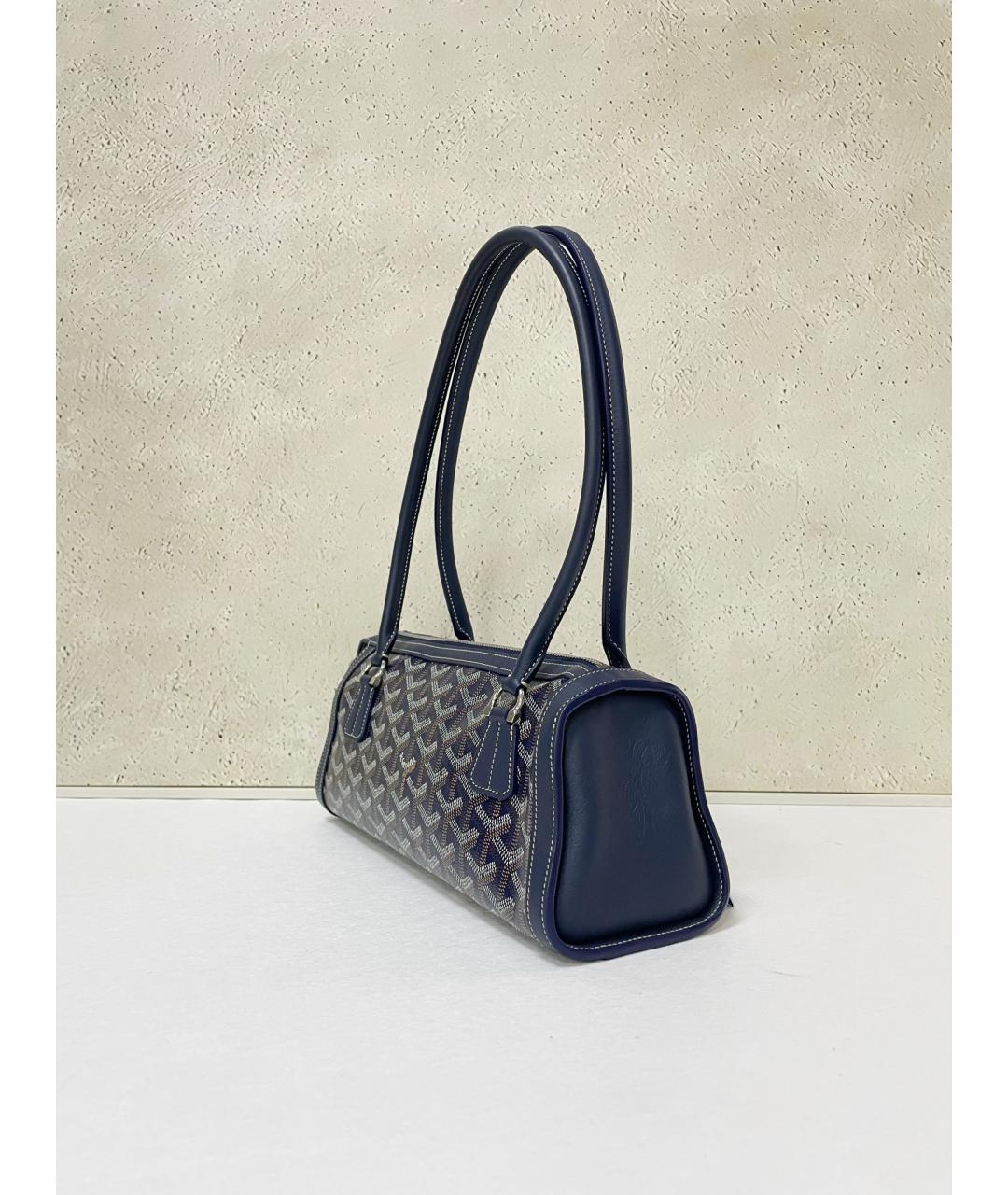GOYARD Синяя сумка с короткими ручками из искусственной кожи, фото 4