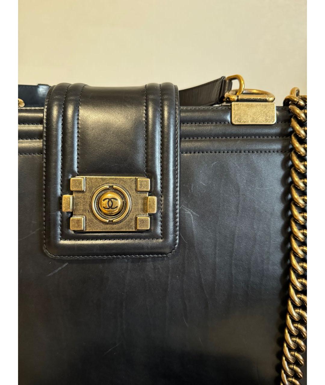 CHANEL Черная кожаная сумка тоут, фото 5