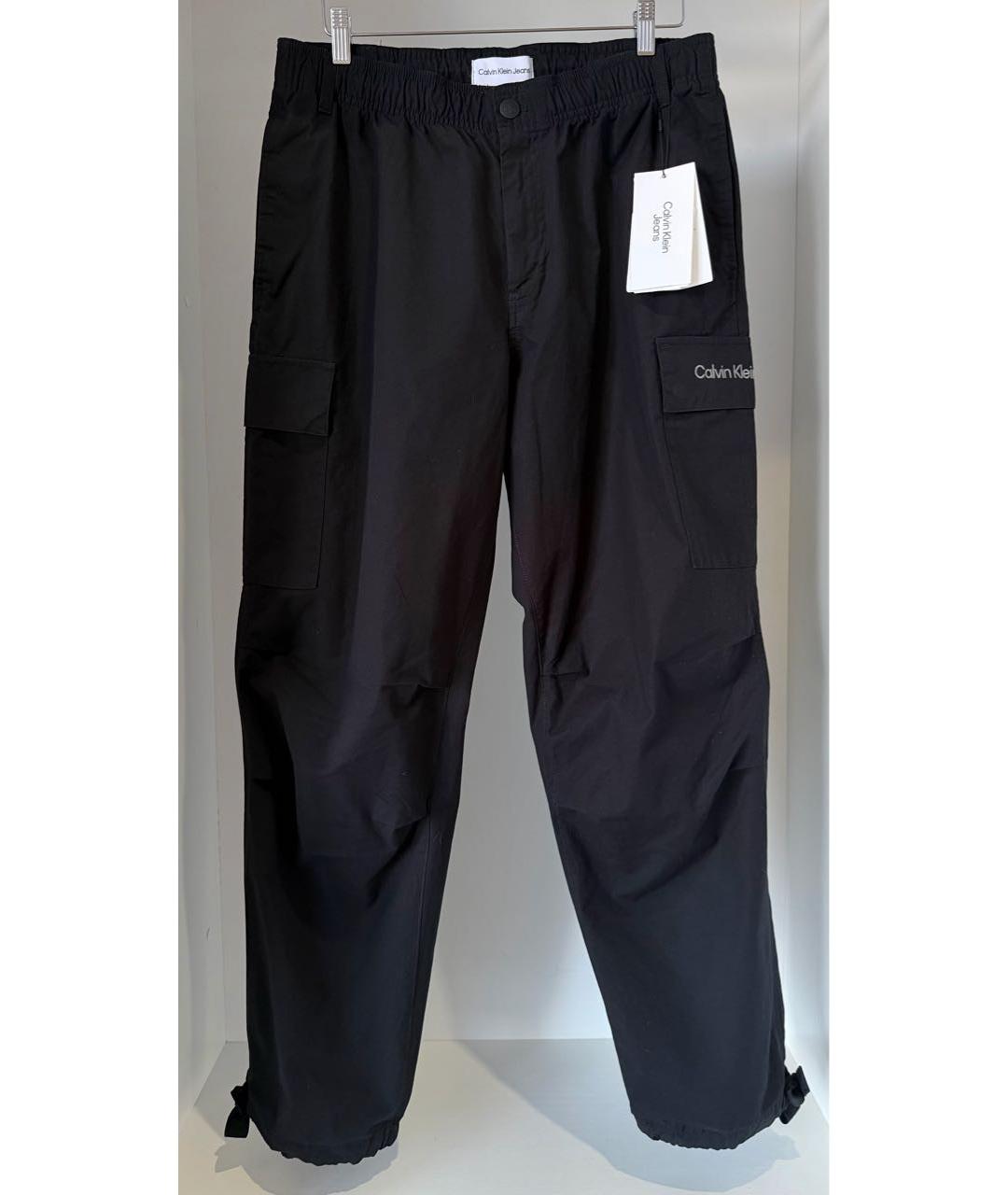 CALVIN KLEIN Черные хлопковые повседневные брюки, фото 7
