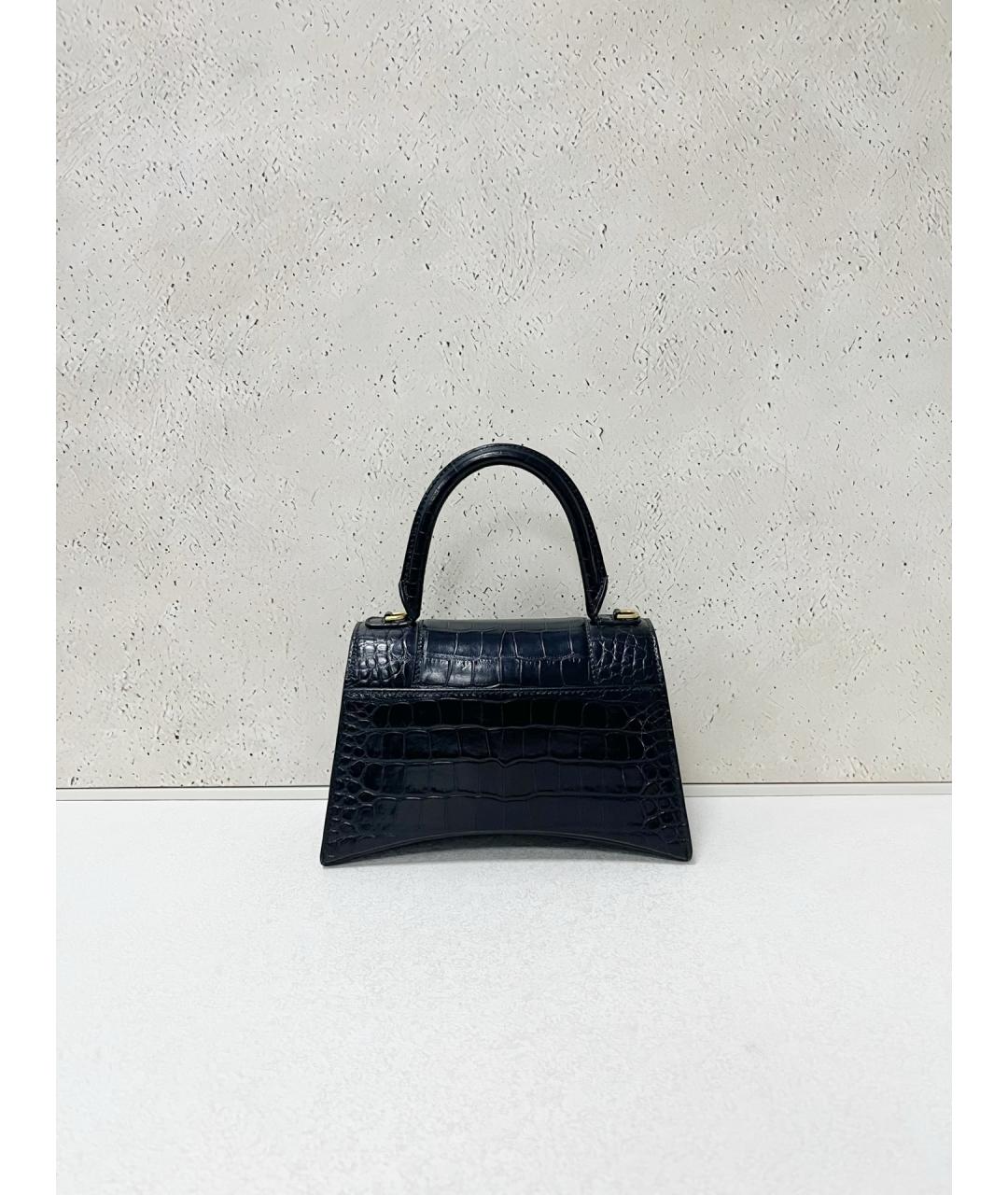 BALENCIAGA Черная сумка тоут из кожи крокодила, фото 2