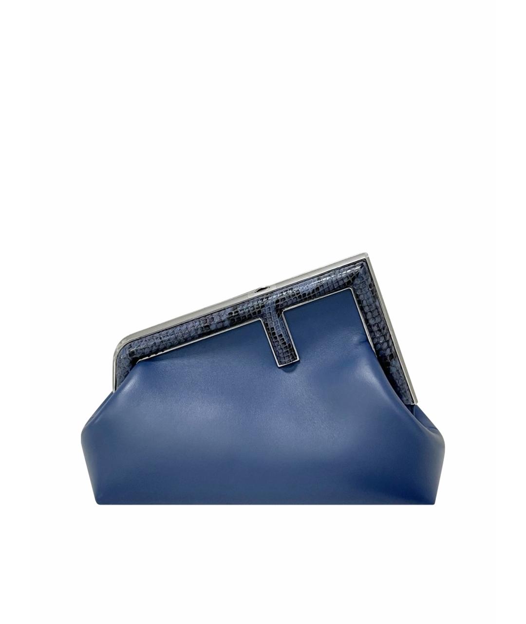FENDI Синяя кожаная сумка тоут, фото 1