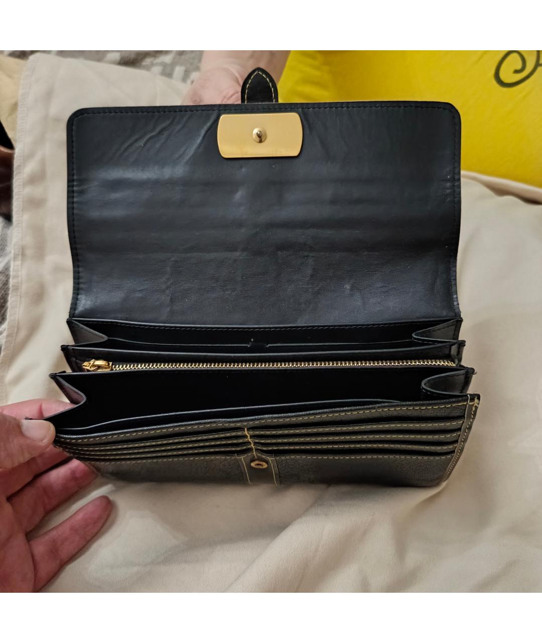 LOUIS VUITTON Черный кожаный кошелек, фото 4