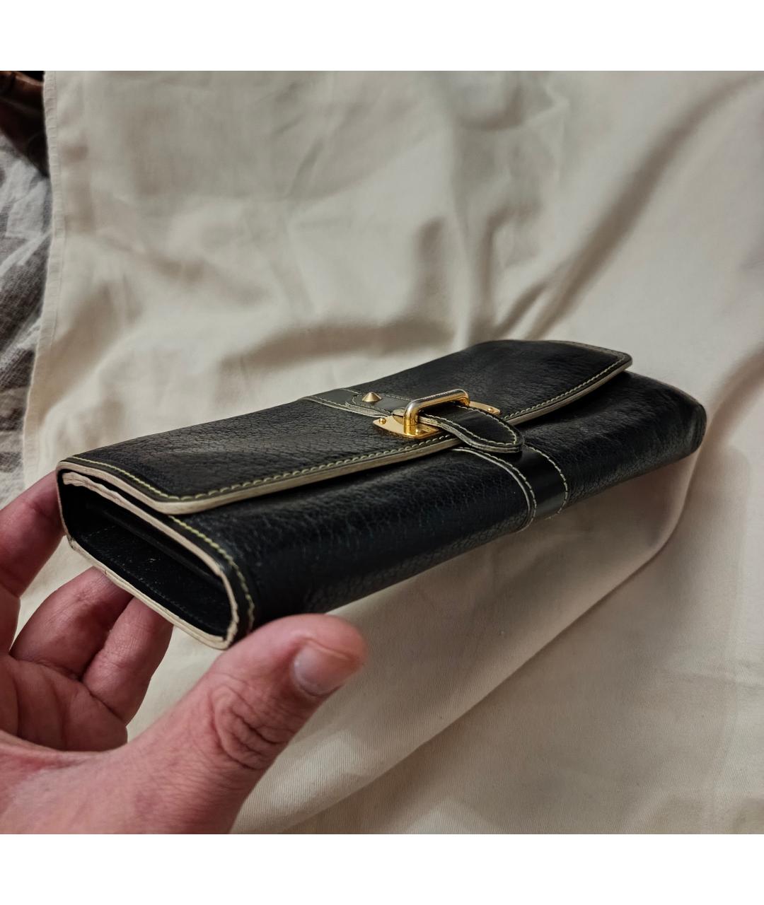 LOUIS VUITTON Черный кожаный кошелек, фото 3
