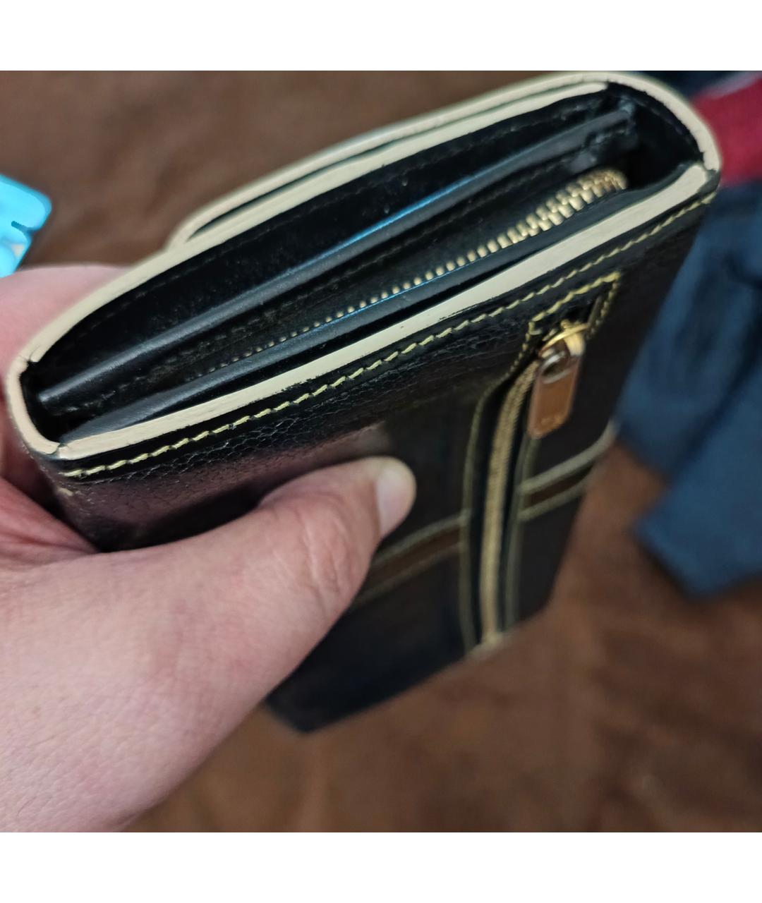 LOUIS VUITTON Черный кожаный кошелек, фото 7