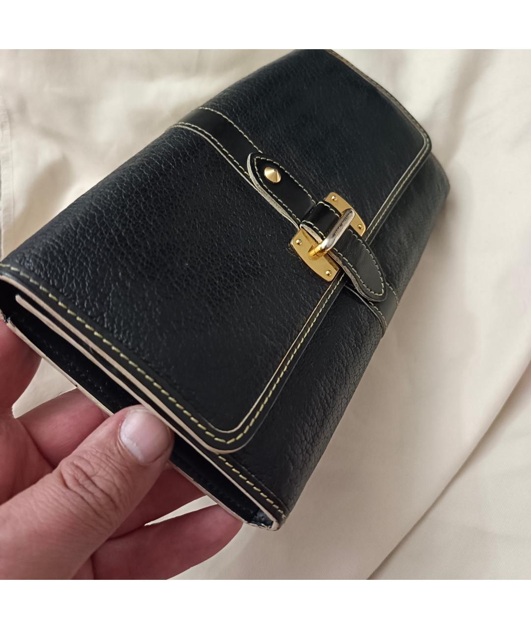LOUIS VUITTON Черный кожаный кошелек, фото 8