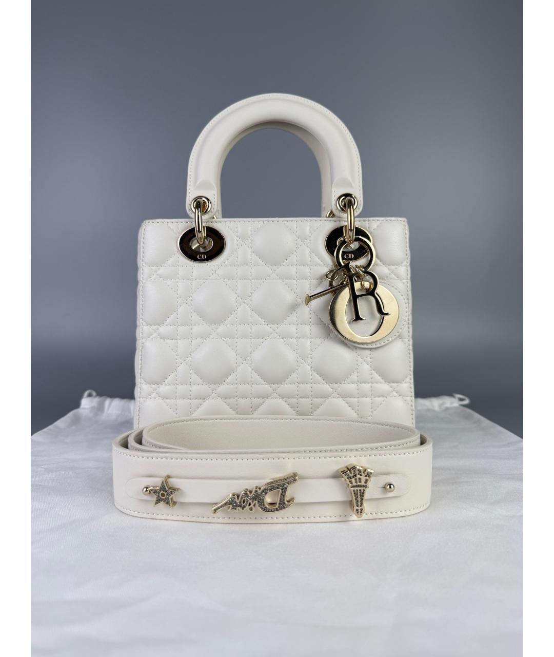 CHRISTIAN DIOR Белая кожаная сумка с короткими ручками, фото 4