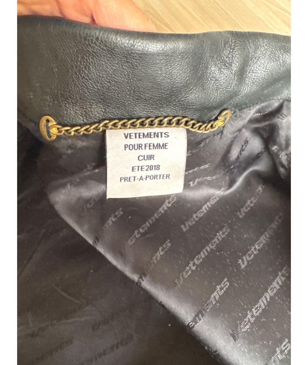 VETEMENTS Черная кожаная куртка, фото 6