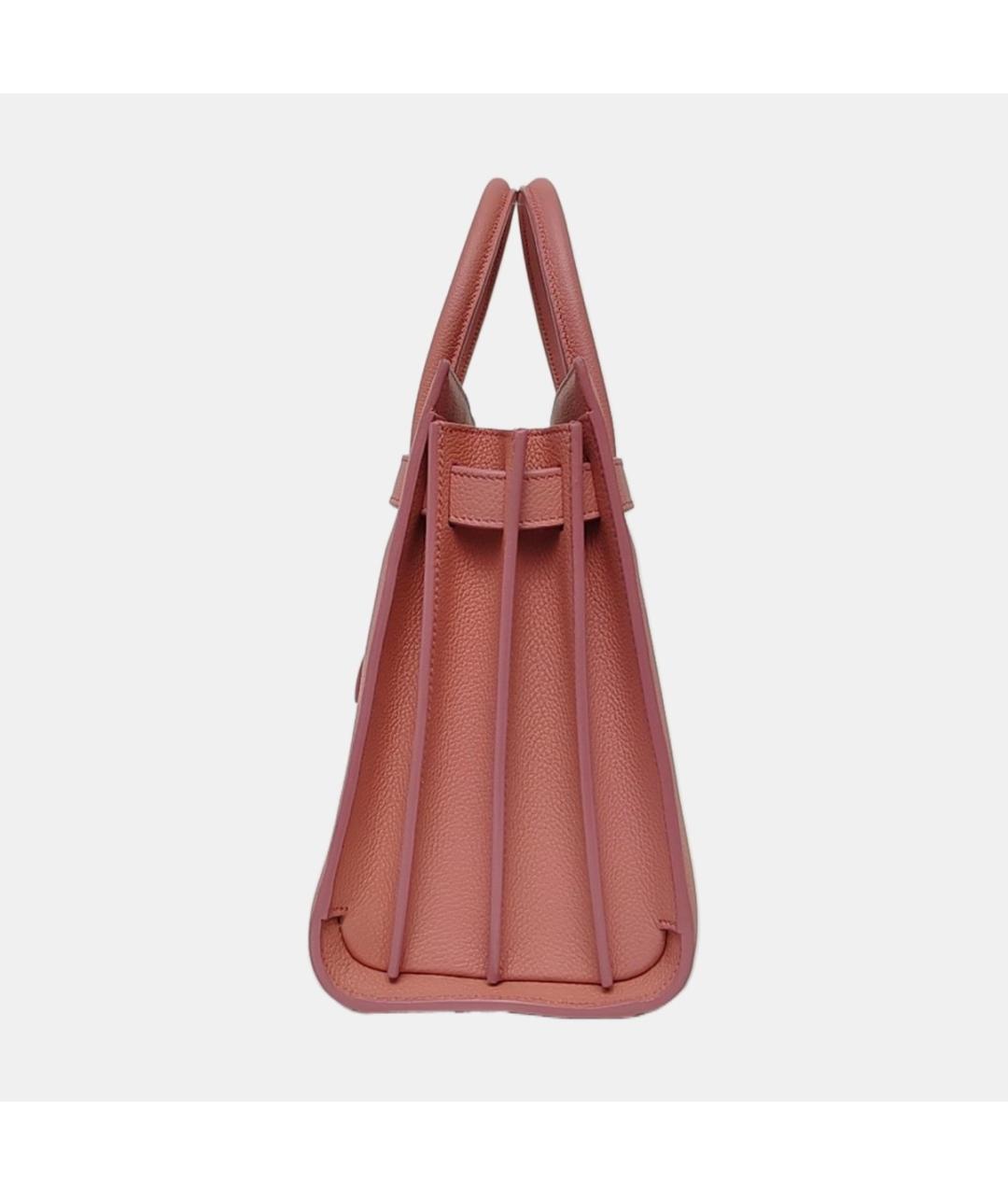 SAINT LAURENT Розовая кожаная сумка с короткими ручками, фото 2