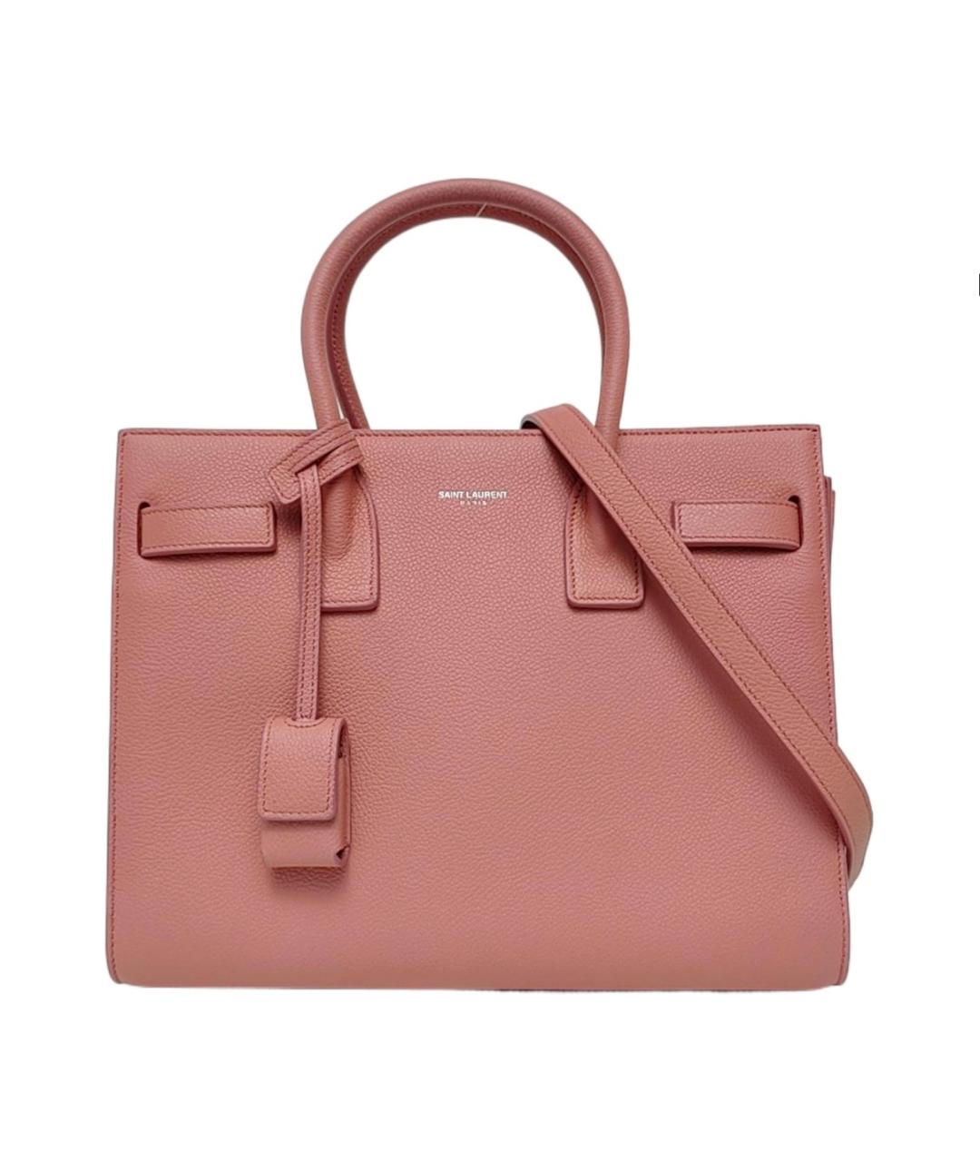 SAINT LAURENT Розовая кожаная сумка с короткими ручками, фото 9