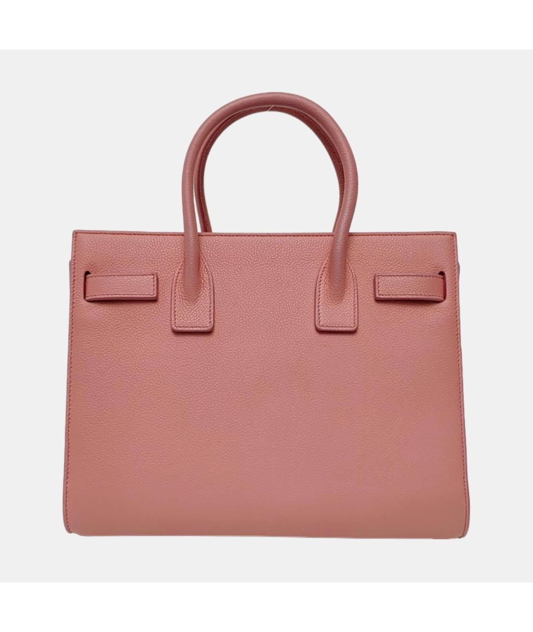 SAINT LAURENT Розовая кожаная сумка с короткими ручками, фото 3