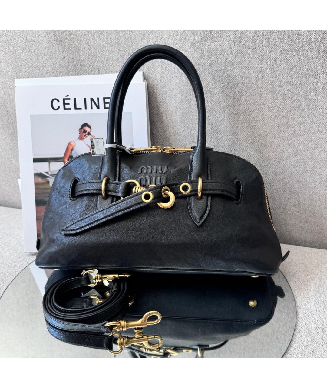 MIU MIU Черная сумка тоут из искусственной кожи, фото 5
