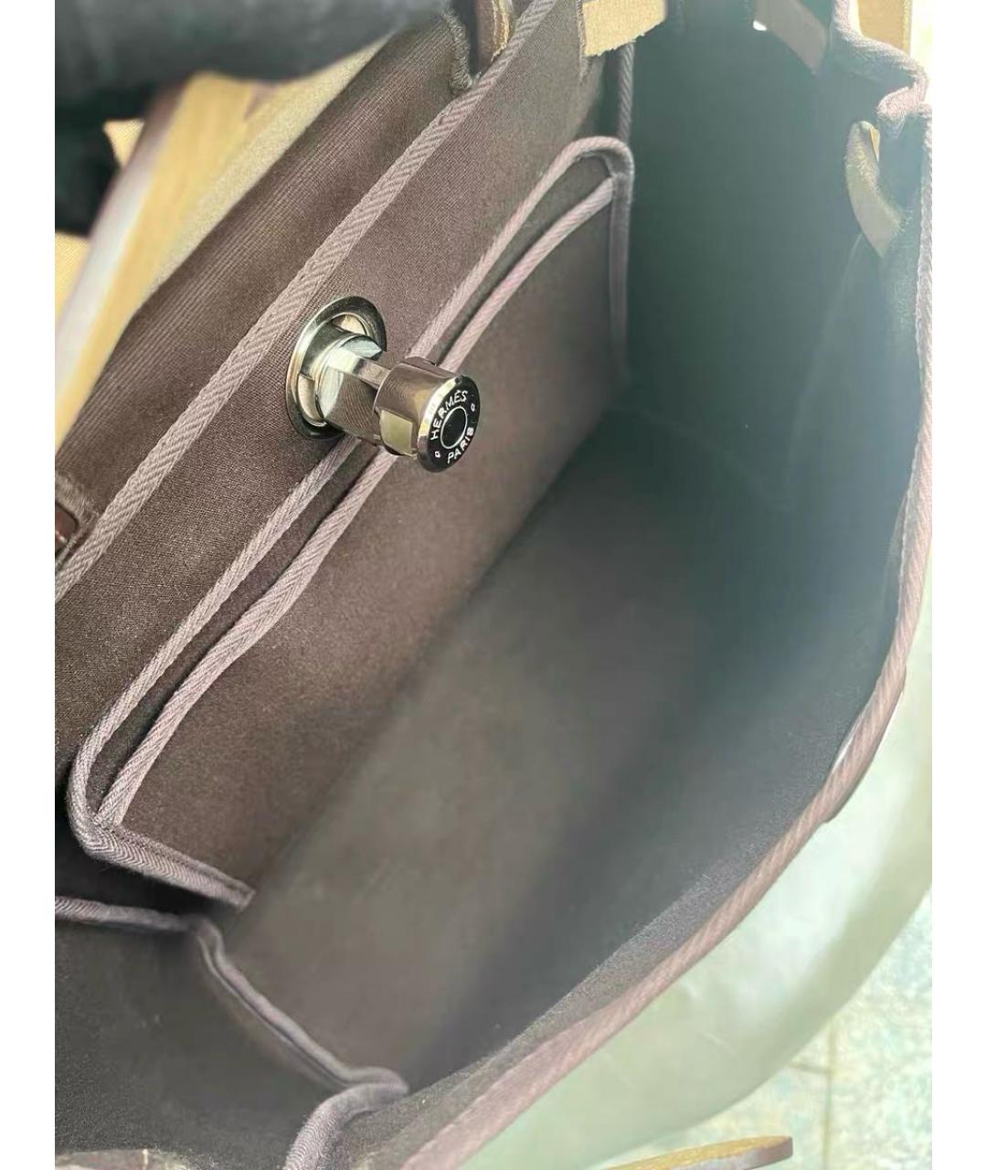 HERMES Коричневая сумка через плечо из канвы, фото 4