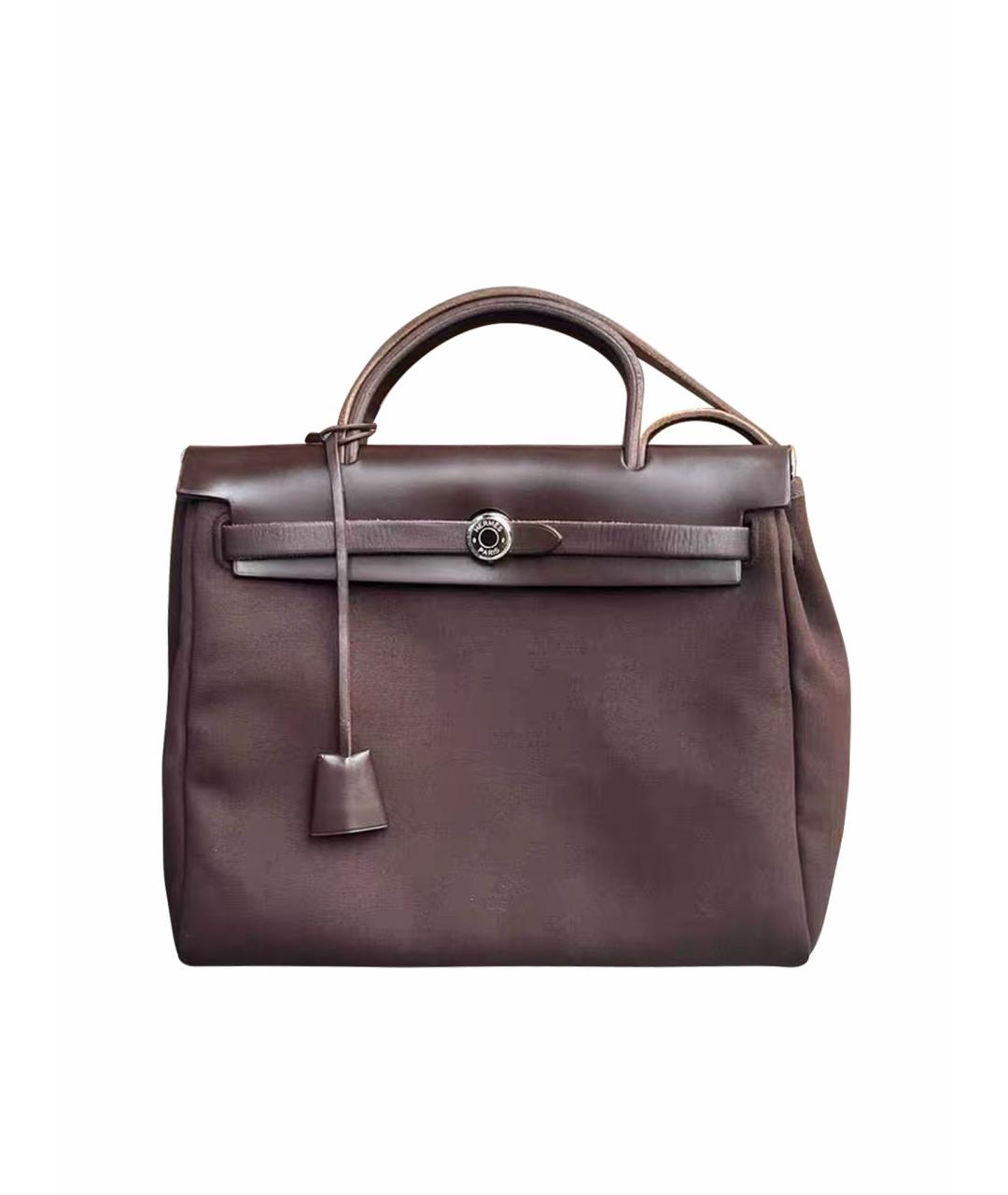 HERMES Коричневая сумка через плечо из канвы, фото 1