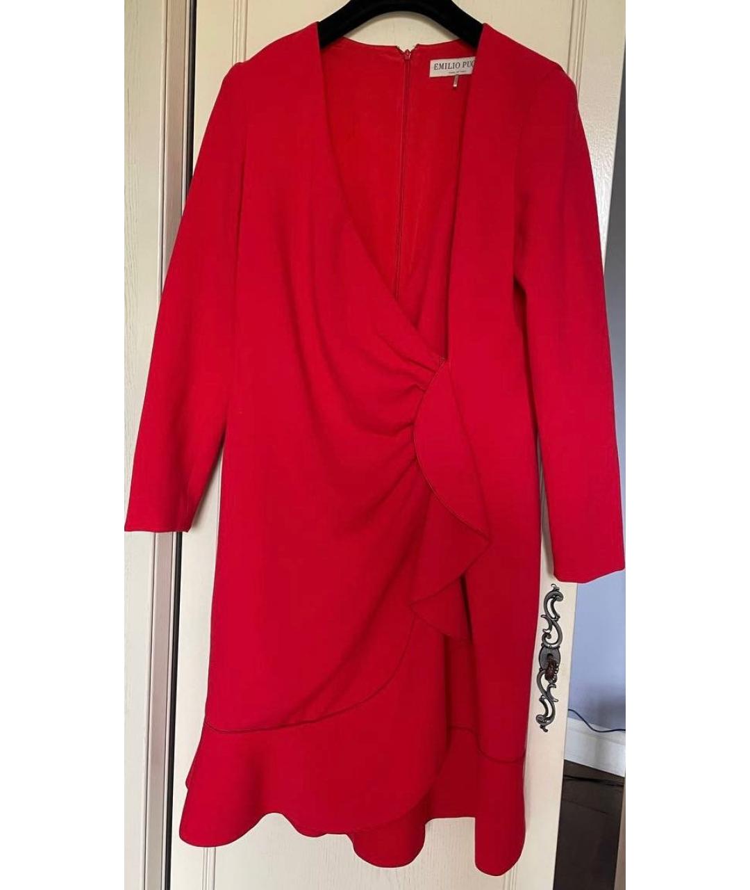 EMILIO PUCCI Красное шерстяное коктейльное платье, фото 8