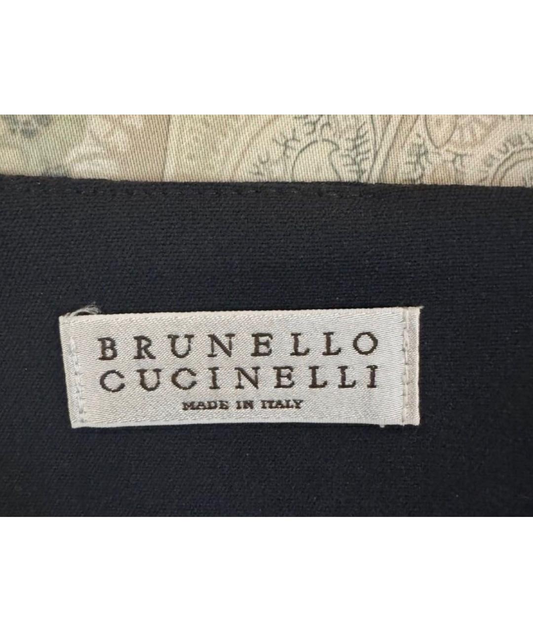 BRUNELLO CUCINELLI Темно-синяя шерстяная юбка миди, фото 3