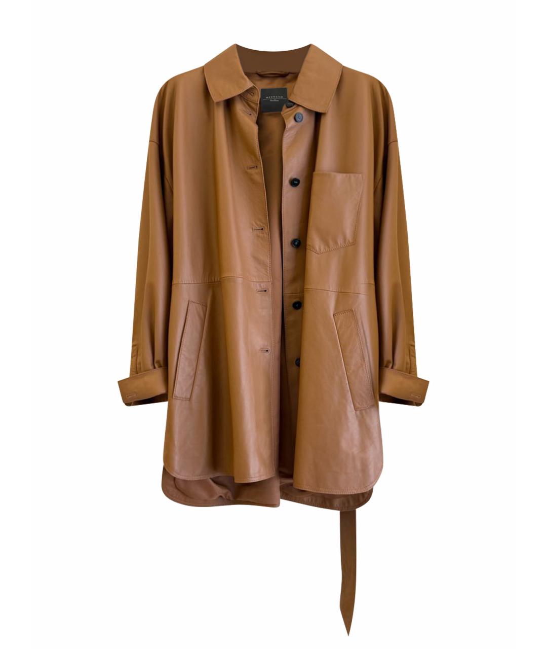 MAX MARA Коричневая кожаная куртка, фото 1