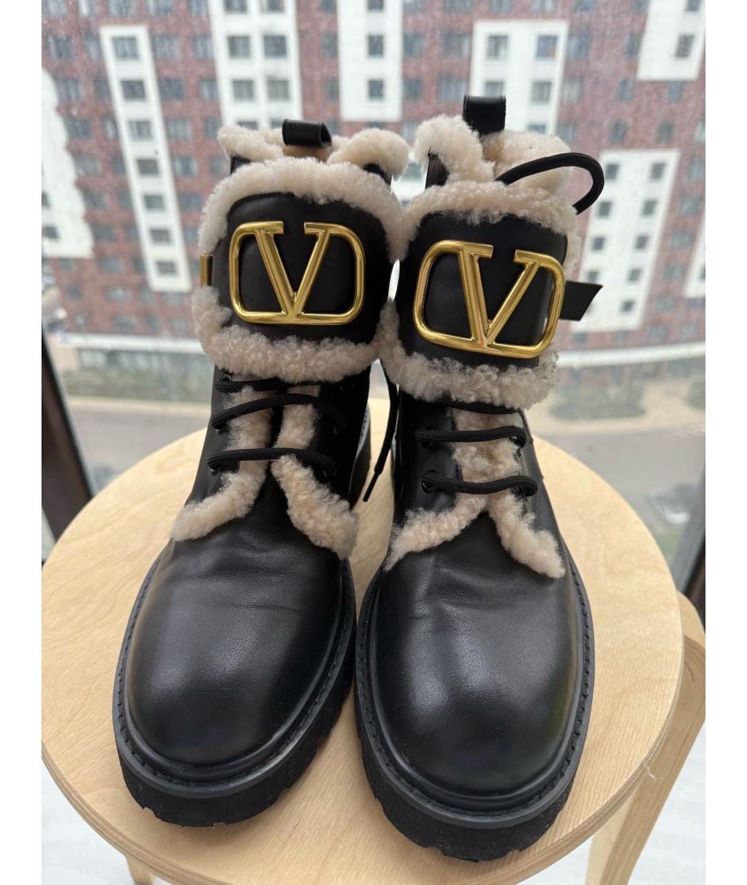 VALENTINO Черные кожаные ботинки, фото 4