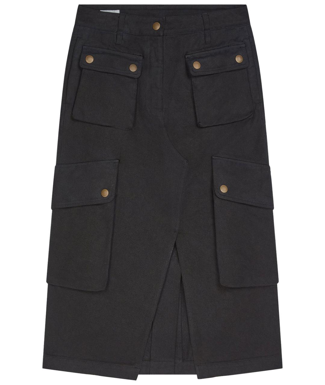 DRIES VAN NOTEN Черная хлопковая юбка миди, фото 1